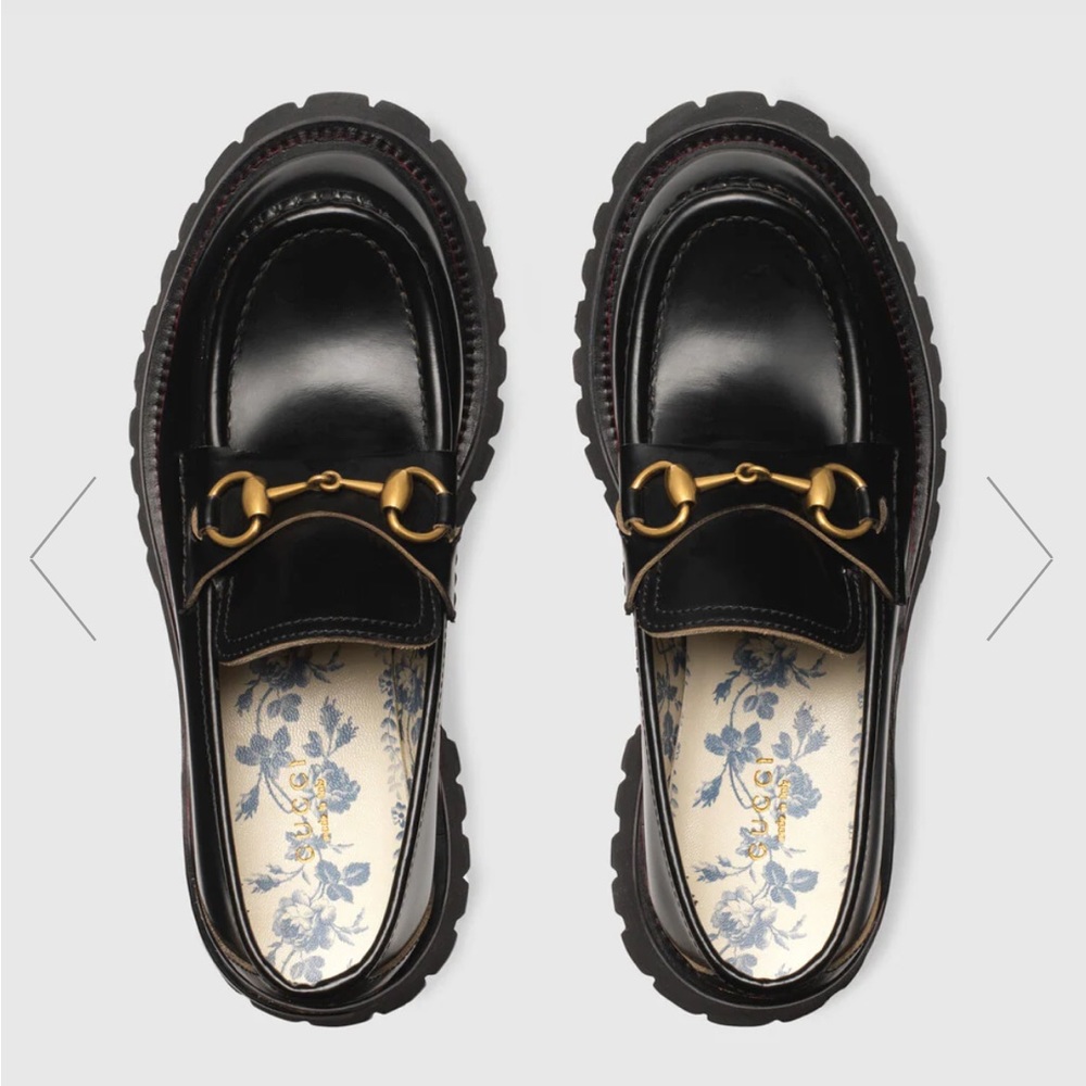 Gucci lug sole leather horsebit loafers